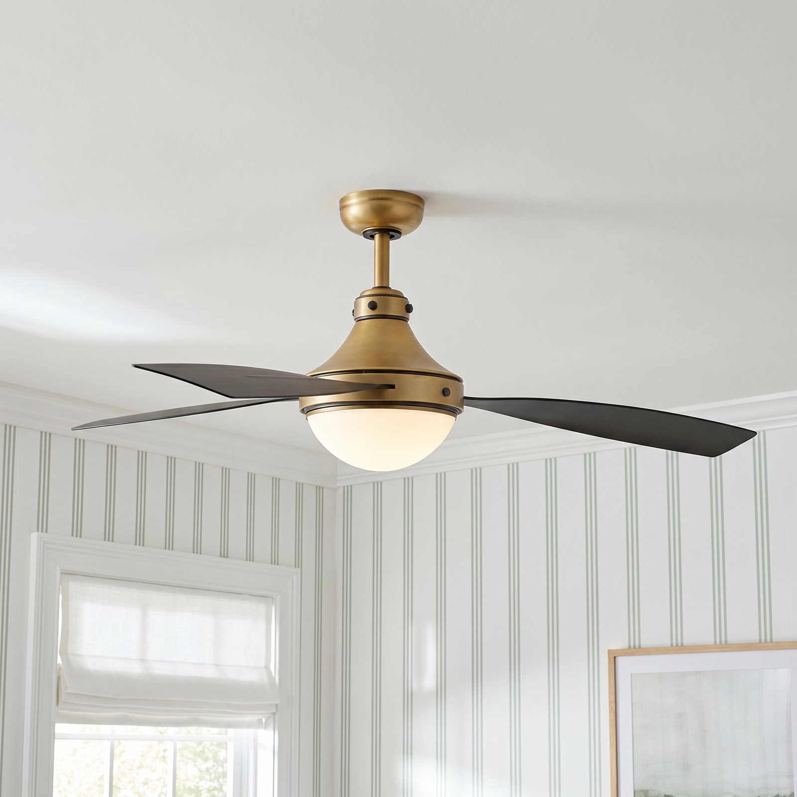 Cascade 62'' 3 Blade Ceiling Fan with LED Light Kit, Matte Black/Gold