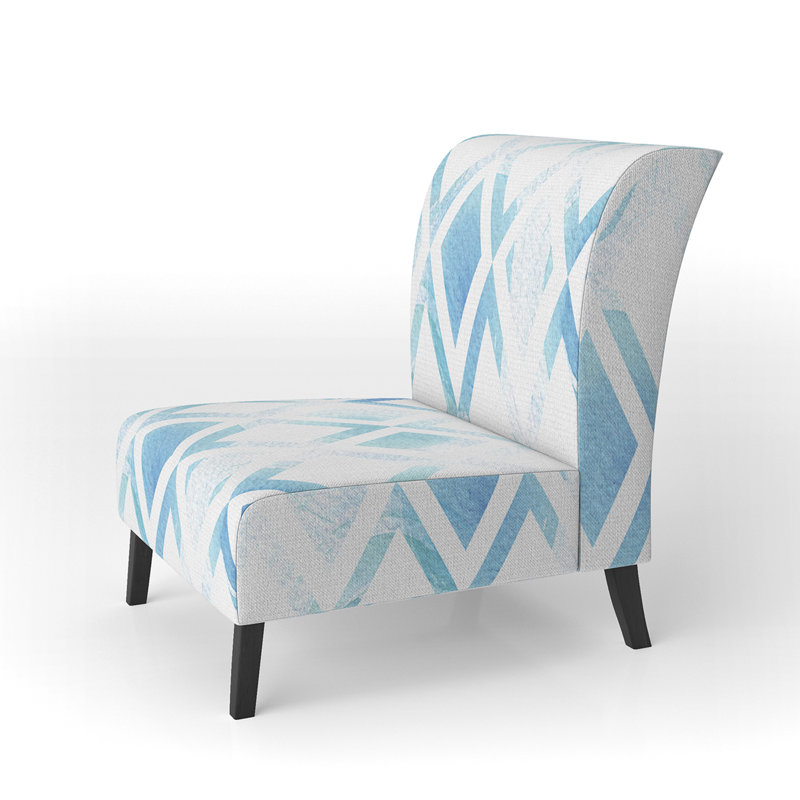 Fauteuil de chambre rembourré à motif géométrique blanc et bleu