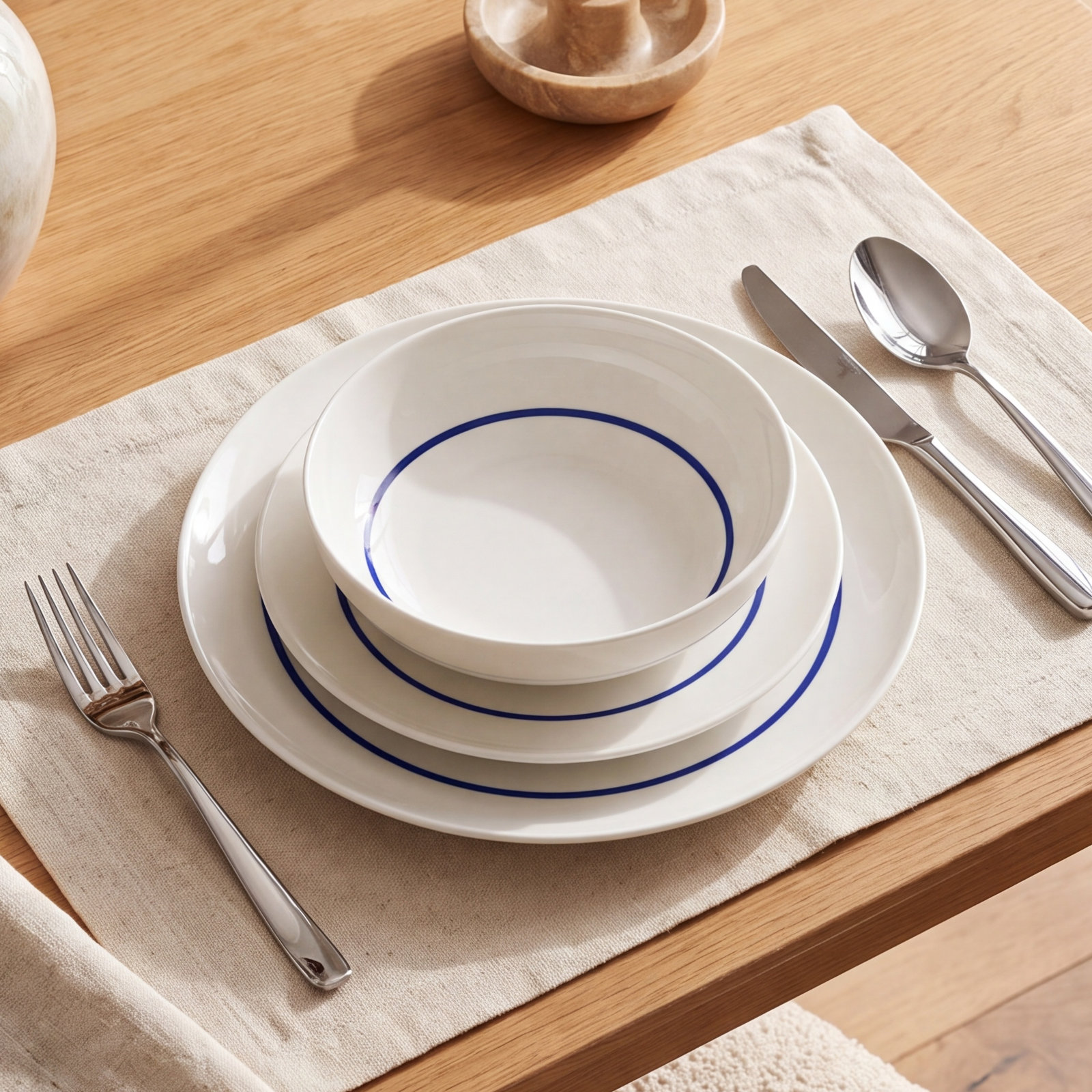 Luna Dinnerware Set Porcelain, Blue