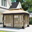 Pavillon de jardin à double toit avec filet et rideaux-109557863