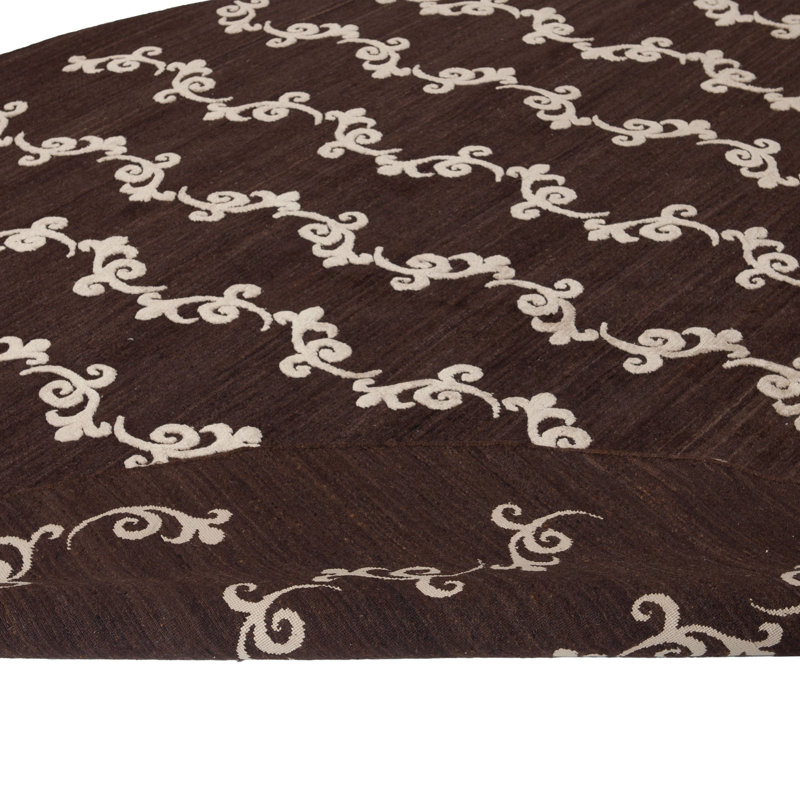 Brown Nu Vibrant Modern Tibetan Wool Silk Blend Rug, Round 8'