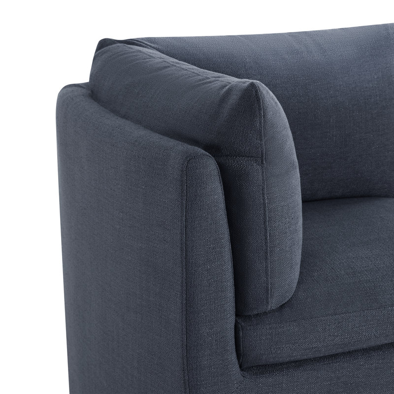 Banquette de coin avec rangement Wanetta, Lin indigo Effie