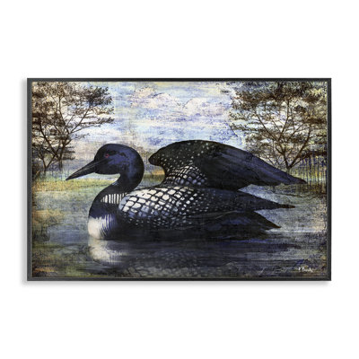 Loon in Rustic Pond Framed Giclee Art by Paul Brent