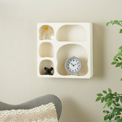 Tablette murale géométrique en bois à 5 tablettes