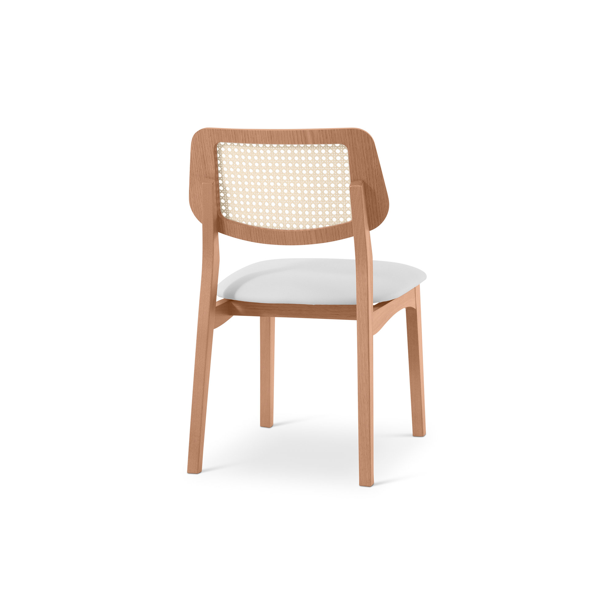 Ena Modern Brazilian - Beth - Cane Side Chair - Seat - Frame - Webbing, Shimmy Cream/Domasco/Natural