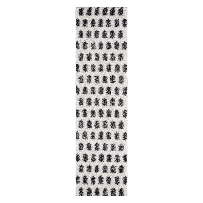 Scandinavian Arrow Shag Rug – Anthracite Dark Gray – Medium Pile, Soft Feel, Easy Maintenance, Runner 2'2" x 8'