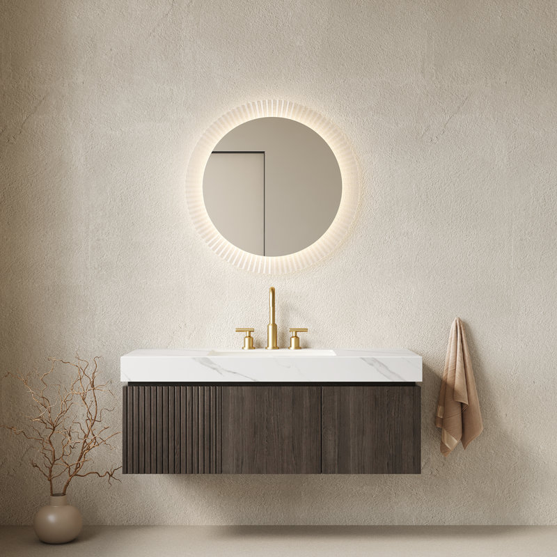 Meuble-lavabo espresso flottant 48 po Carrara, Espresso, Blanc de Carrare, Espacé