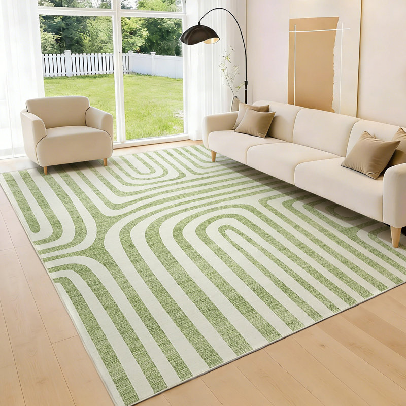 Washable Non-Slip Modern Area Rug - Soft Low-Pile Carpet for Living Room, Bedroom, Dining Room - Abstract Geometric Design