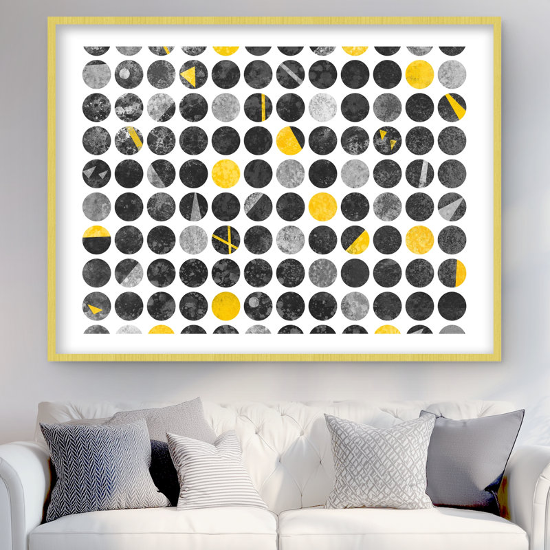 Abstract Grunge Circles - Gray Pattern Framed Matted Print