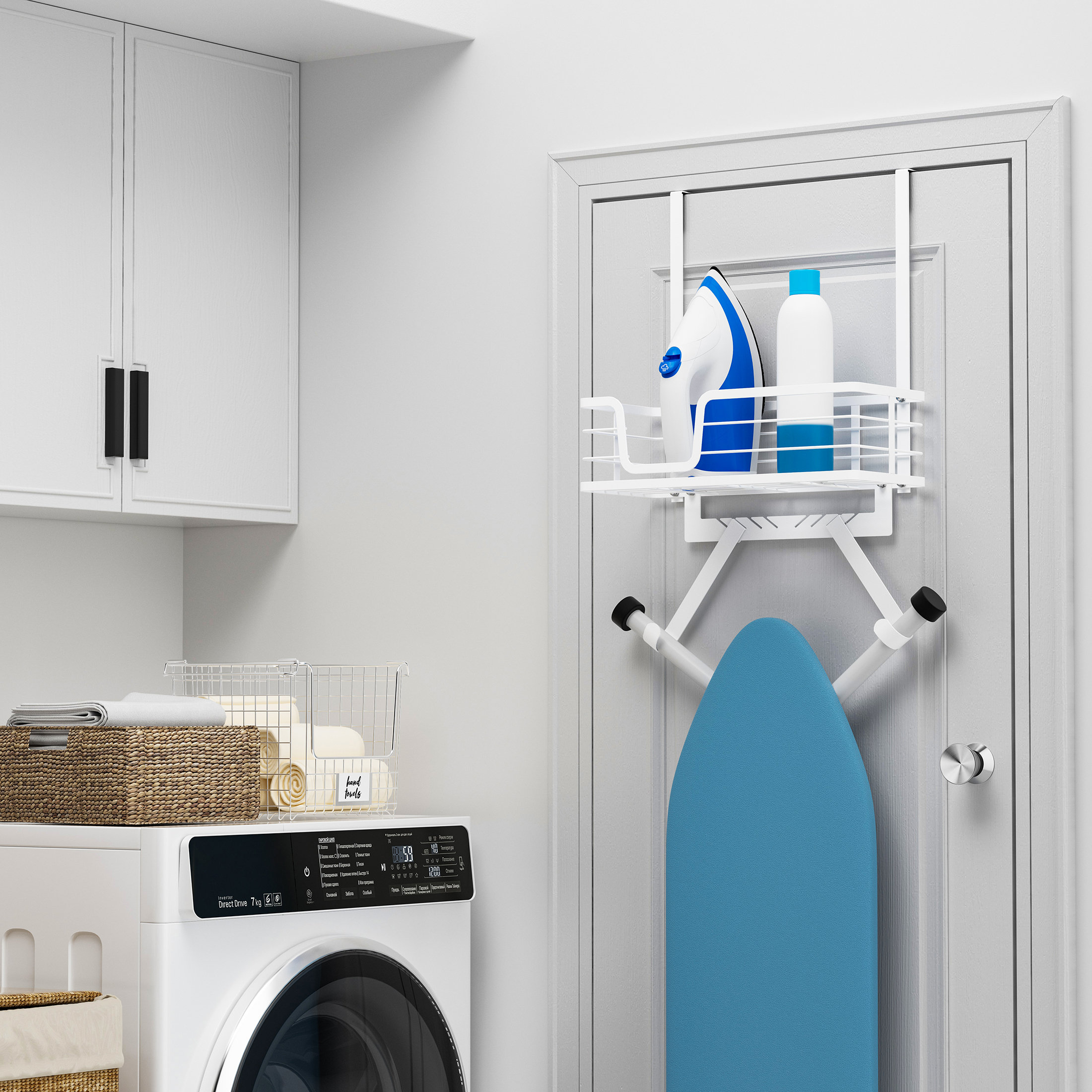 KES Over The Door Ironing Board Hanger Door Mount with Storage Shelf