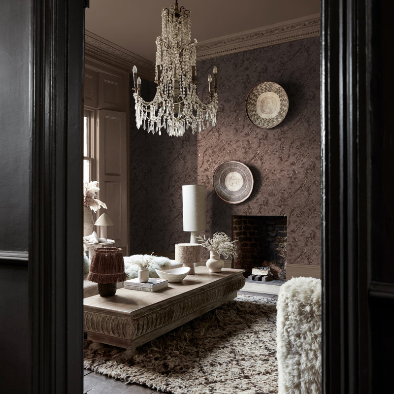Boheme Marble Dove Wallpaper, Mocha