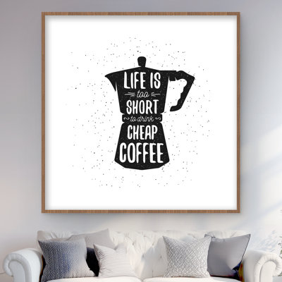 Life and Coffee - Black Kitchen Framed Matted Print Decor