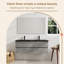  Meuble-lavabo mural 60 po avec lavabo en résine noire 60 po, 2 tiroirs, moderne, résidentiel, luxe abordable, hôtels, centres commerciaux-133706377