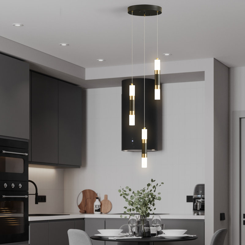 Luminaire suspendu cylindrique à 3 lumières DEL avec accents en cristal Chrisi