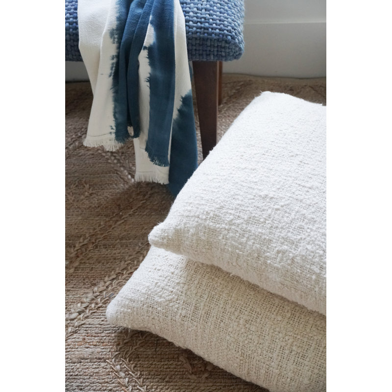 Cozy Cotton White Boucle 26x26 Throw Pillow