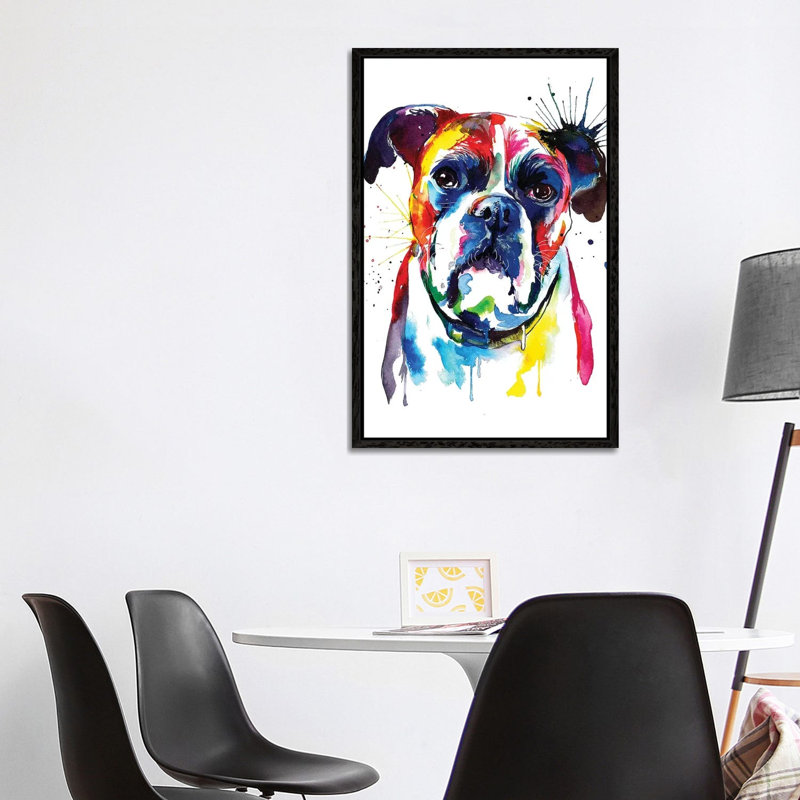 Boxer by Weekday Best - Painting on Canvas, 101.6 cm H x 66.04 cm W, Black Framed