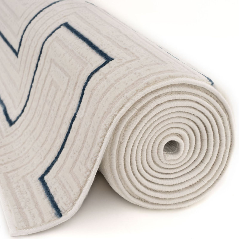 Carmel Modern Geometric Cream/Navy Area Rug, Rectangle 240 x 340 cm