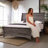 Platform Bed with Curved Headboard and Bracket Feet, Queen Size-305807723