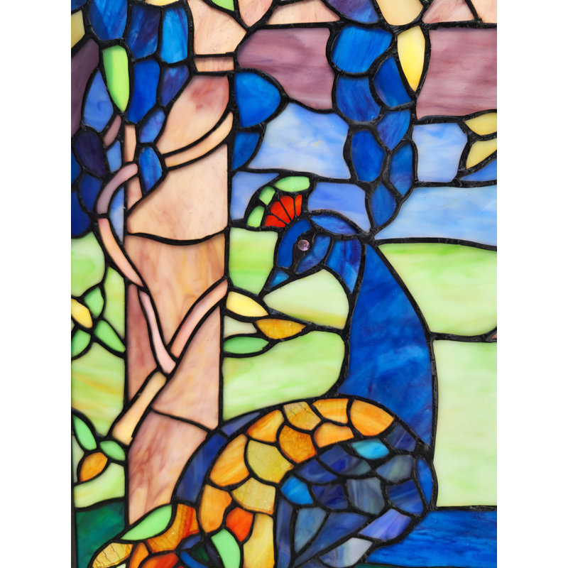 Fine Art Lighting - Handmade Stained Glass Peacock Window Panel