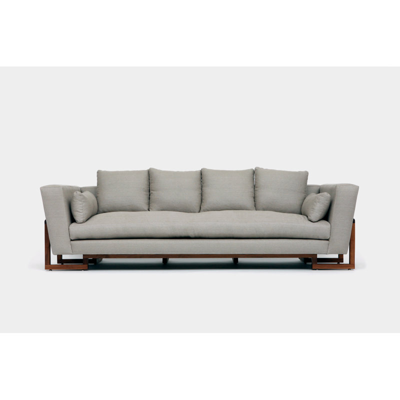 LRG Velvet Sofa, Walnut, No Trays, Metal Natural