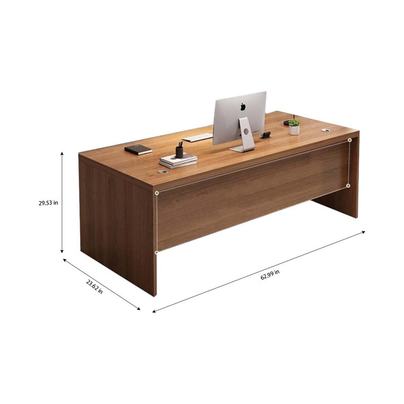 Bureau simple en bois massif avec combinaison d'armoires, H 29,53 po x l 62,99 po x P 31,5 po