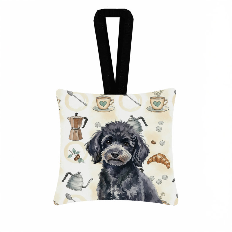 Ornement carré en tissu Toy Coffee Poodle, Poodle Toy Black