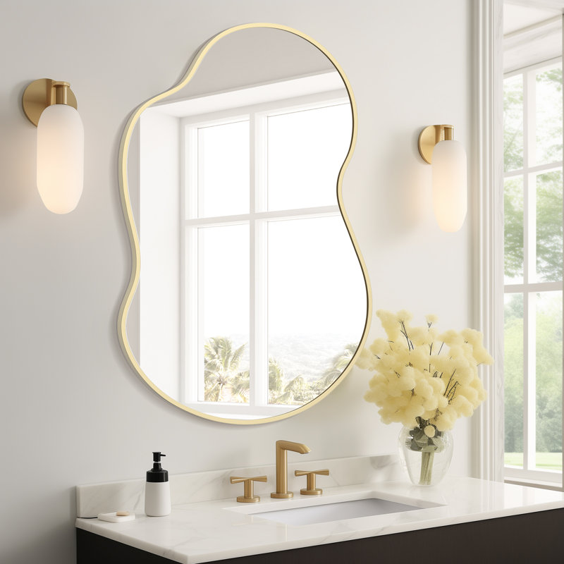 Miroir mural Irrégulier, 36 po x 24 po, Doré
