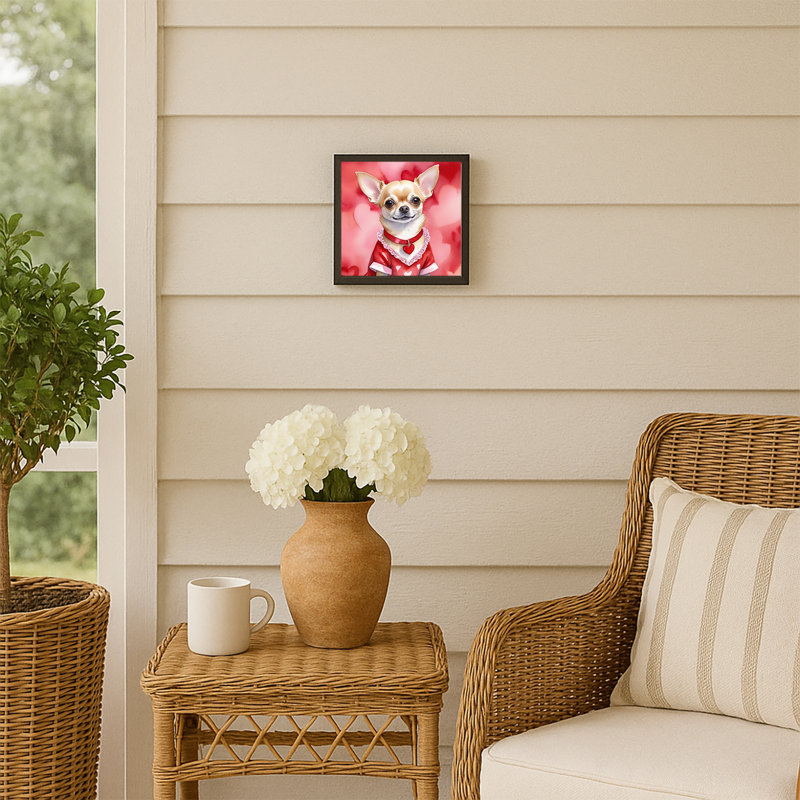 Chihuahua My Valentine, reproduction d'art encadrée