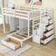 Lit superposé double au-dessus de simple avec 5 tiroirs, escalier et garde-robe-1958842229