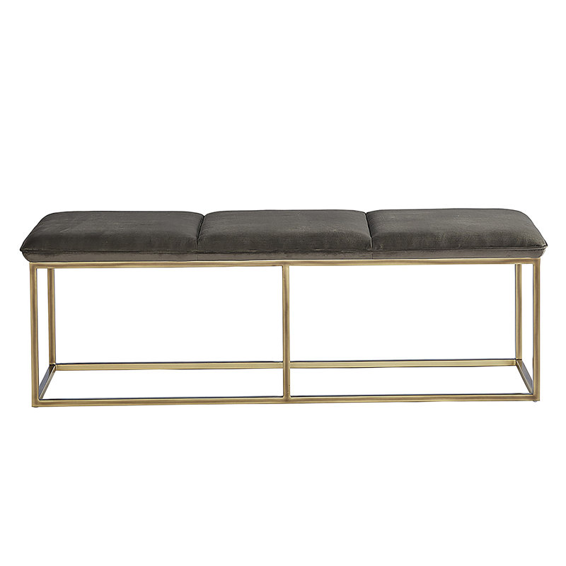 Alley Upholstered Bench, Dark Gray Performance Basketweave