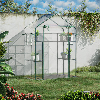 Walk-in Greenhouse - 3, plantes de froid et de pluie, treillis, moustiquaires, ventilation, pour l'extérieur froid, 6 tablettes, moustiquaires