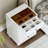 Modern 4-Drawer Dresser Cabinet with Glass Top Jewelry Display, Rolling Storage Unit with Lockable Casters for Bedroom or Living Room-1480863911