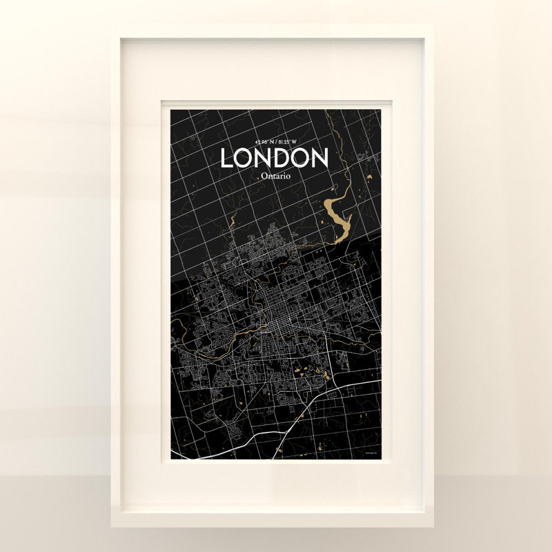 London Ontario City Map In Luxe - No Frame Print, 17cm H x 11cm W x 0.05cm D