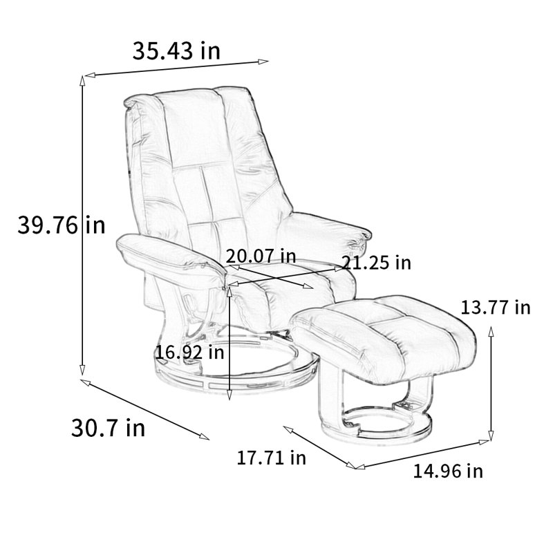 Chaise longue confortable en bois massif, Brun, Similicuir blanc cassé