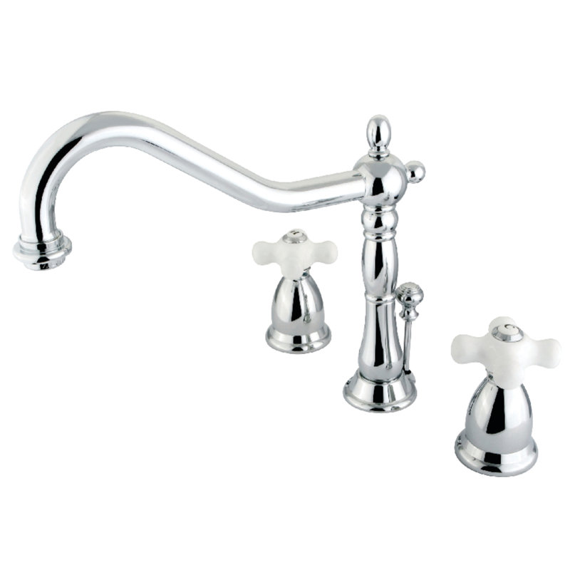 Heritage Widespread Bathroom Faucet with Drain Assembly, Polished Chrome