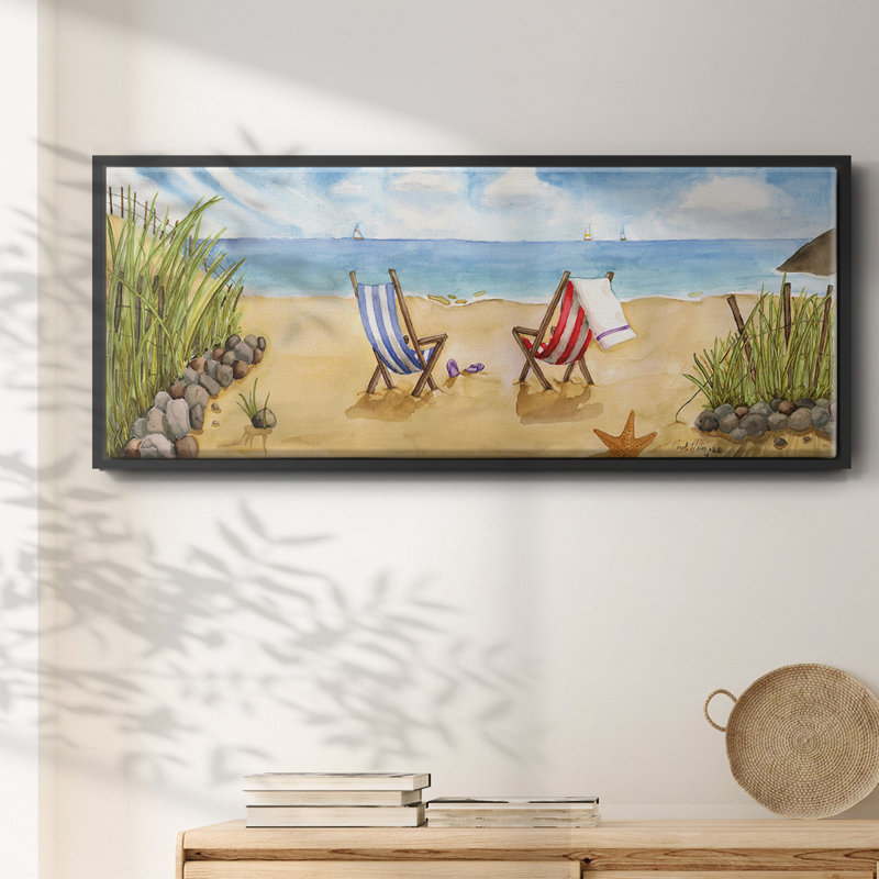 Beach For Two- Framed Canvas, 24" H x 60" W