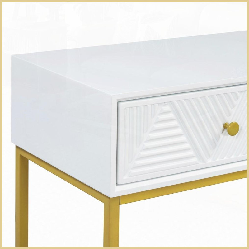 Noir moderne Table basse en MDF doré avec rangement, durable pour le salon, peu encombrante, Blanc