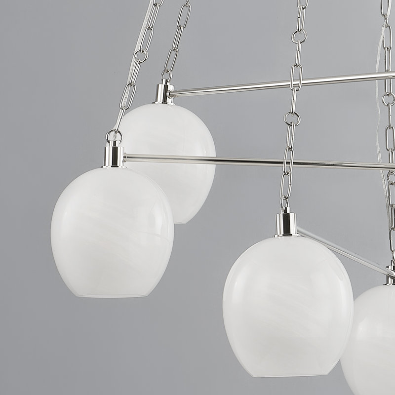 ASBURY PARK 6 LIGHT CHANDELIER, Polished Nickel