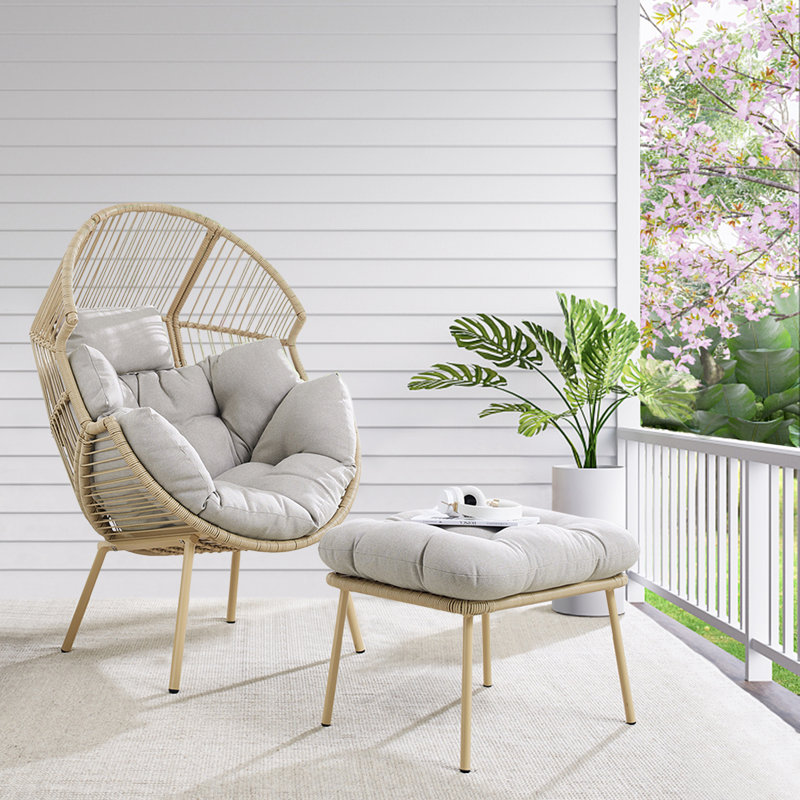 Chaise de hamac de patio avec coussin Azuredee, Beige, Beige