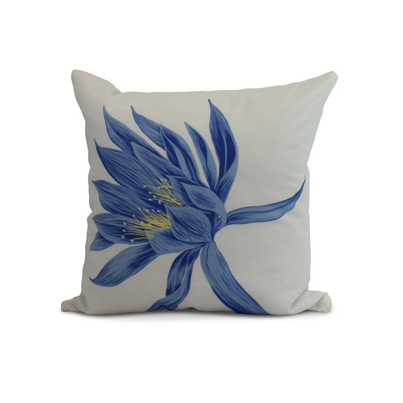 Cuban Flare Floral Outdoor Reversible Throw Pillow, Red, 18" x 18"