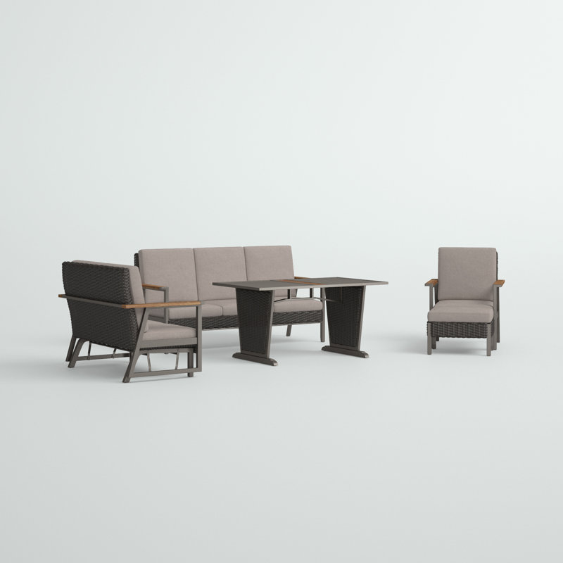 Bertolde 6 - Person Patio Conversation Set with Cushions