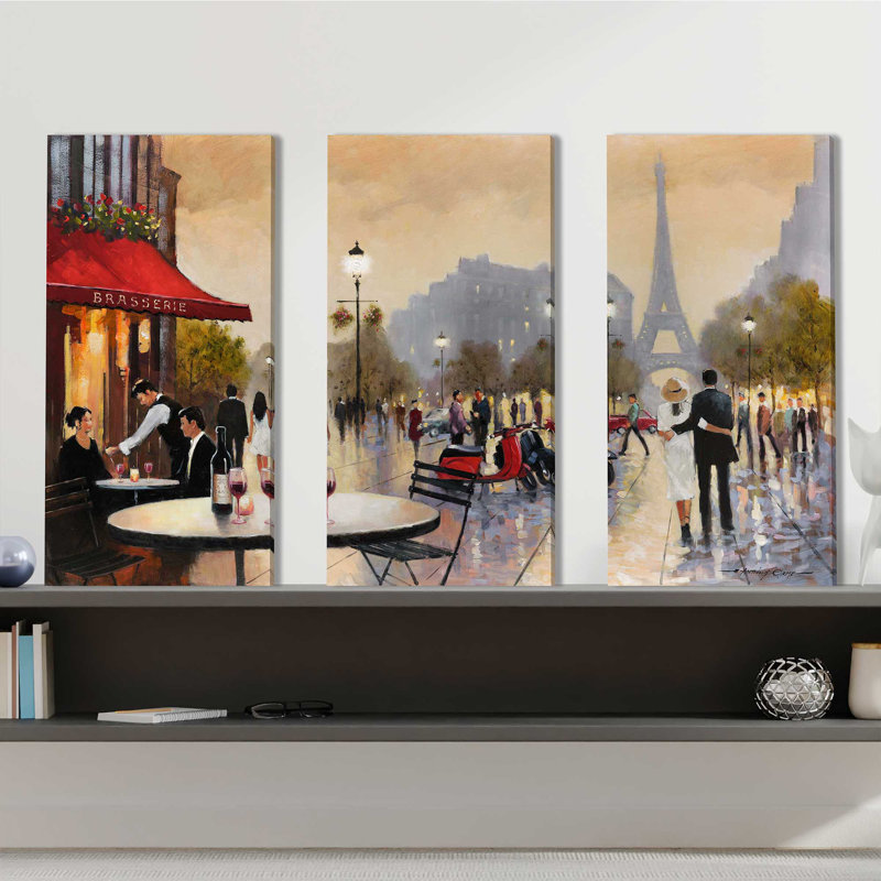 " Paris Stroll " 3 - Pieces, 24" H x 36" W x 0.75" D
