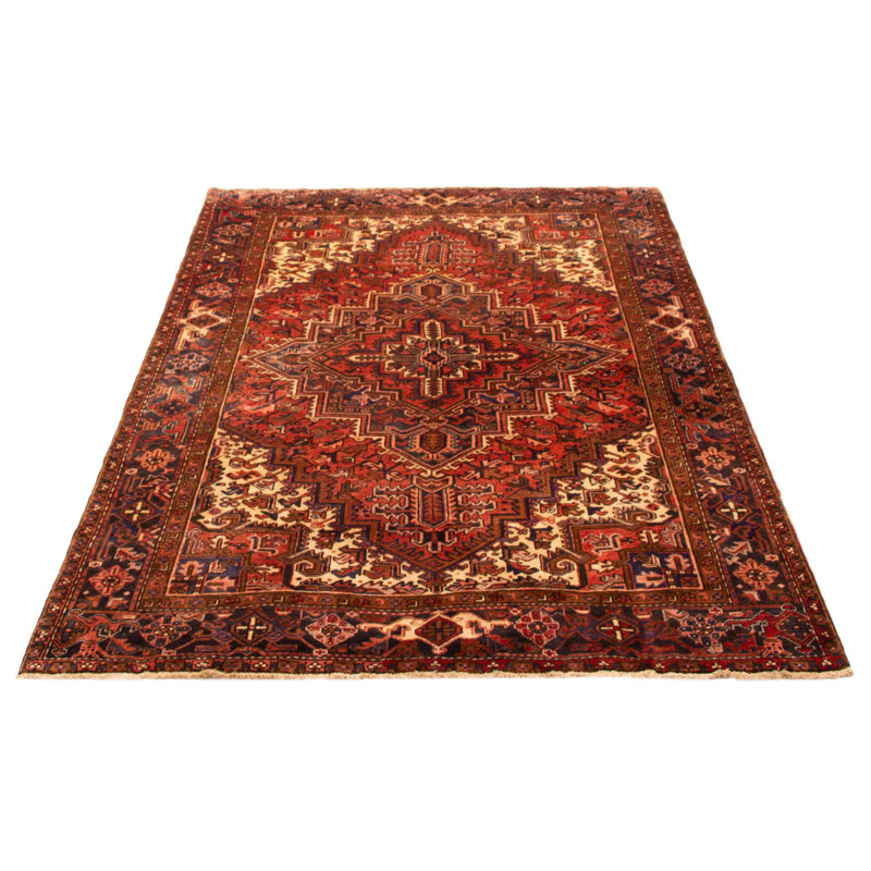 Tapis unique en laine rouge 6 pi 9 po x 9 pi 9 po Candyce