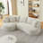 Luxury 4 - Seat L Shape Sectional , Corduroy Upholstery, Cream, Sponge Support, No Assembly For Apartment Curved Corduroy, Pocket Spring, Living Areas