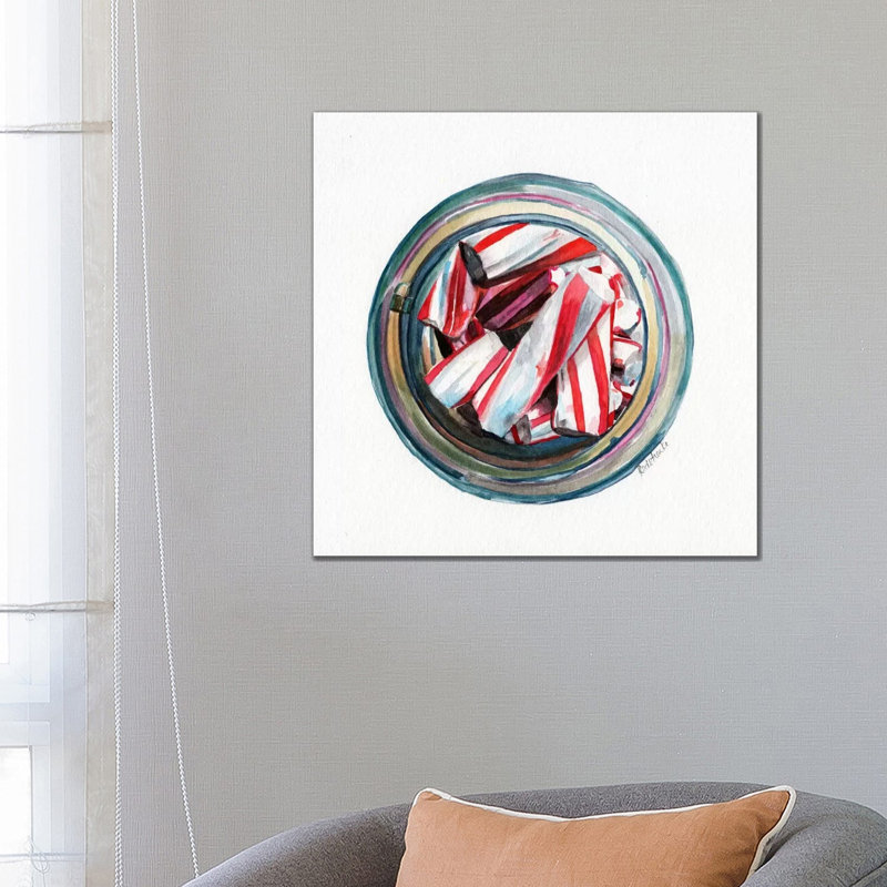 Ball Jar Candy Cane Sticks by Jennifer Redstreake - Wrapped Canvas Print, 66.04 cm H x 66.04 cm W