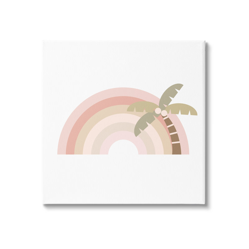 «Simple Tropical Pastel Rainbow Palm Tree Horizon» par Daphne Polselli - impression, Toile tendue