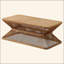 Table basse de style Mid-Century moderne, table d'appoint rectangulaire en bois 43,3 po avec base en bambou tissé - Table basse rustique Boho