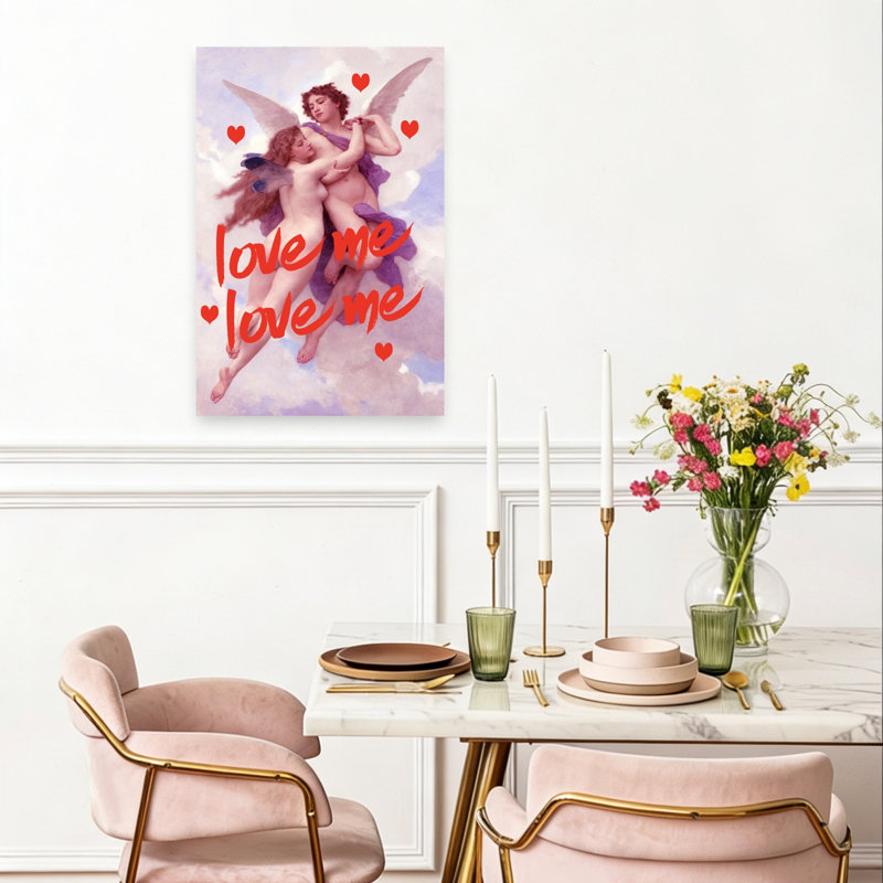 Love Me Angelic Embrace Dreamy Ethereal Playful Landscape Nature Wall Art Print 1 Piece Wrapped Canvas Wall Art