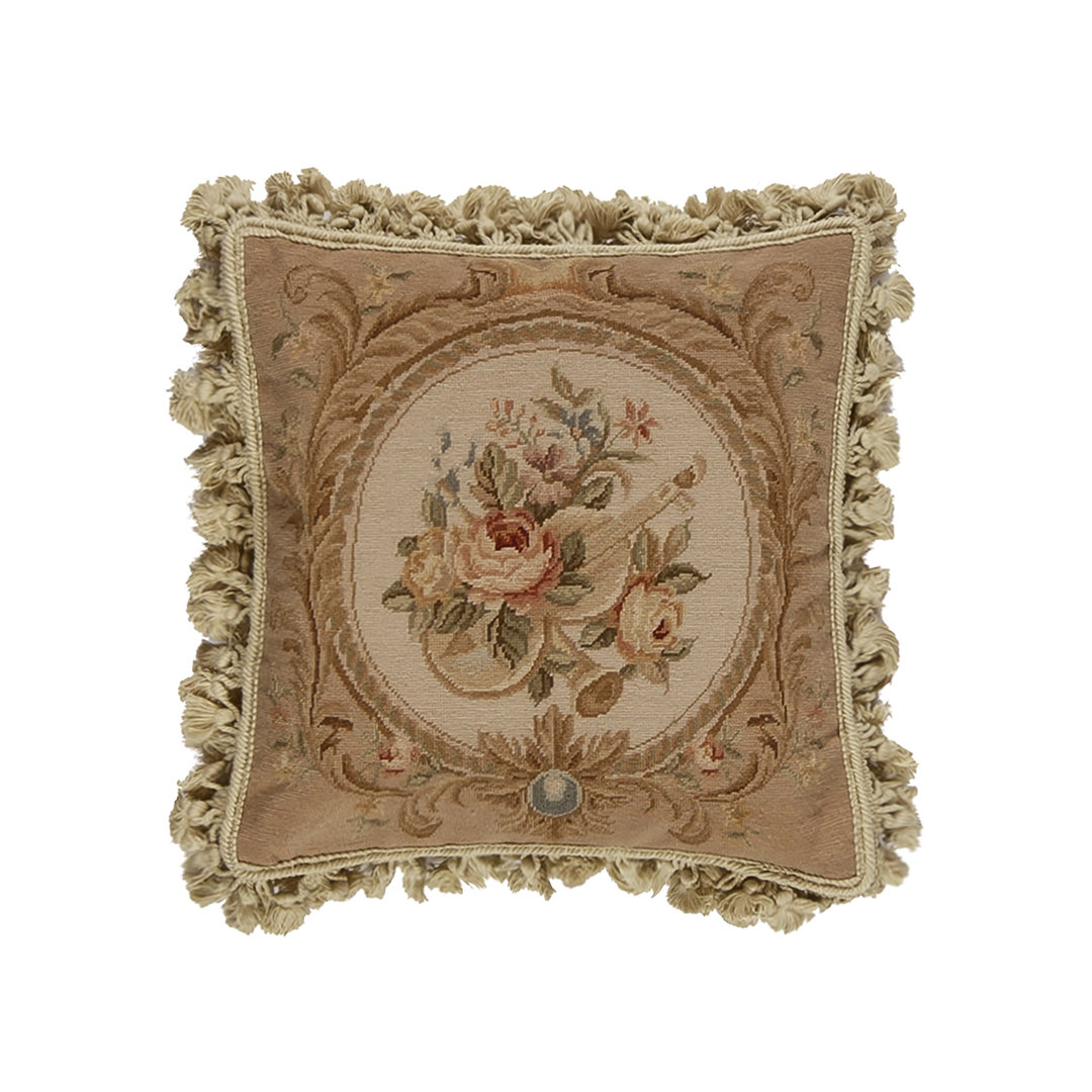 Needlepoint Square 100% Wool Pillow Cover & Insert Samad Rugs 