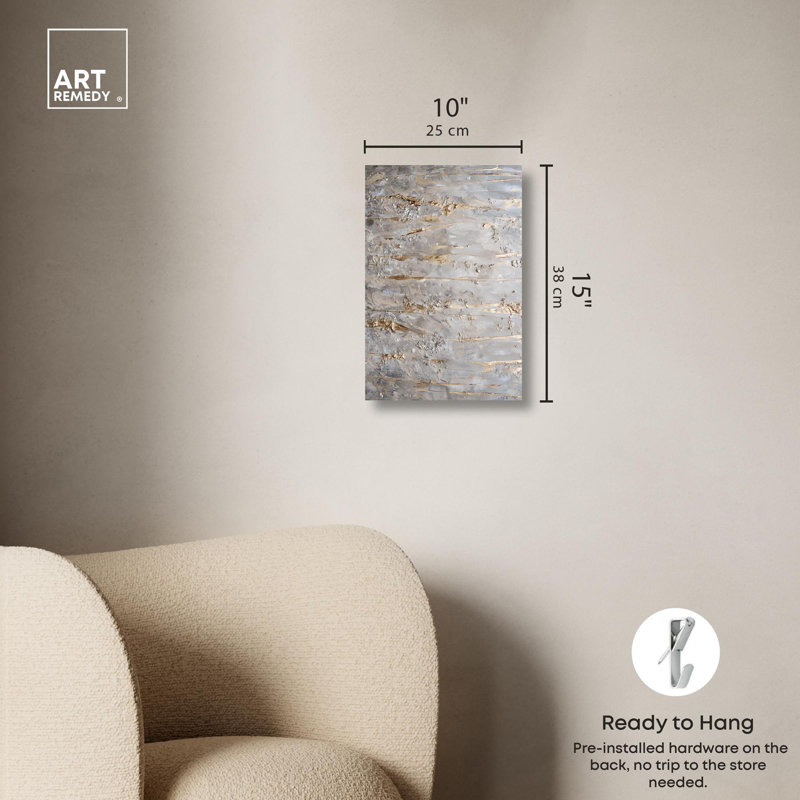 «Harvest Gleam 2», toile élégante abstraite dorée par Art Remedy, Toile tendue, H 15 po x l 10 po